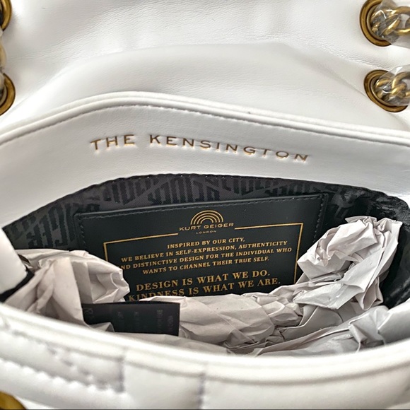 Kurt Geiger London Leather Mini Kensington UJ White NWT Chain Strap Gold Eagle - Picture 9 of 9